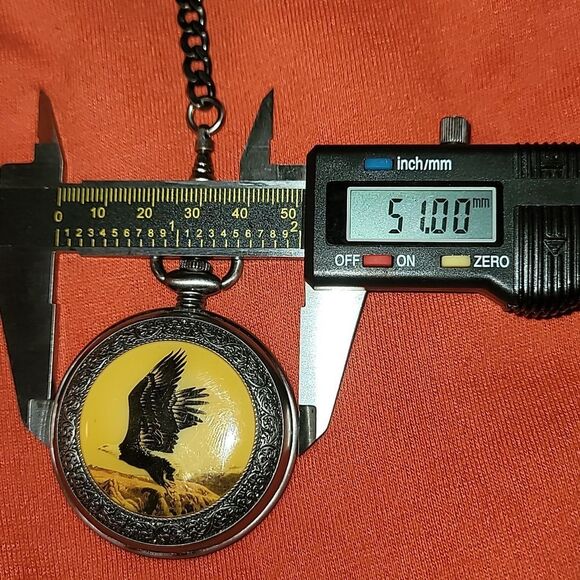 Phillip Crowe Eagle in Flight‎ Pocket Watch Majesti Watch Co. Quartz Silvertone - Picture 9 of 11